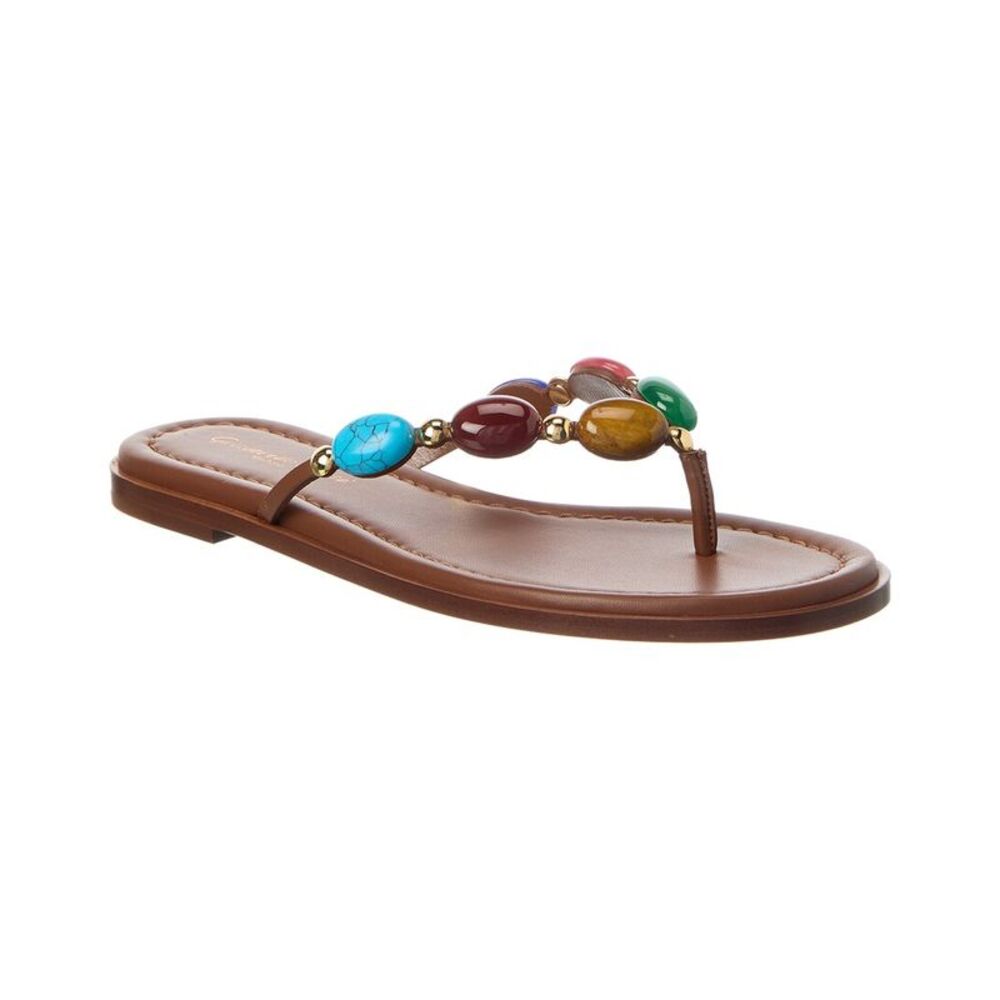 Gianvito Rossi Shanti Thong Leather Sandal, Brown